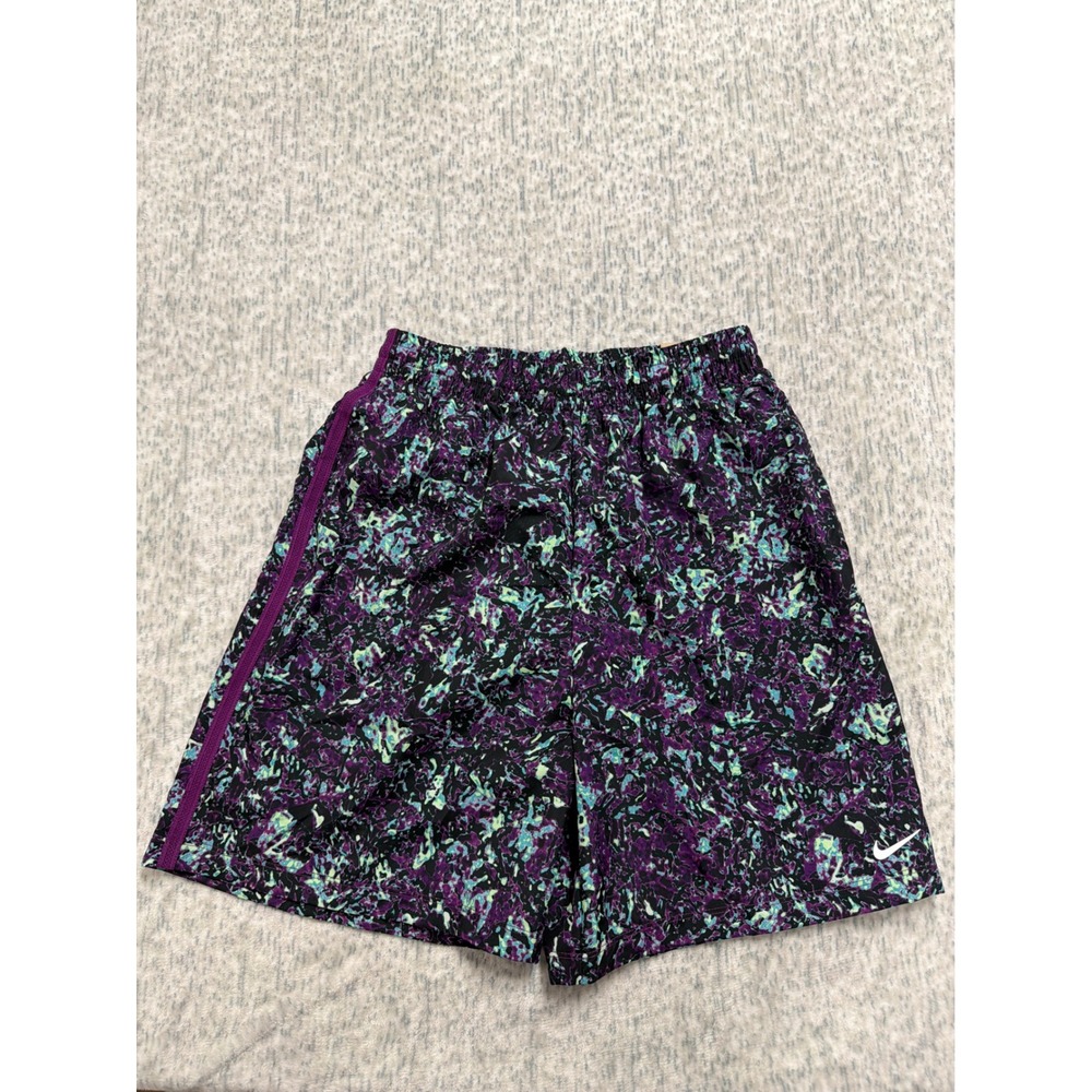 Nike Kids Dri-FIT Training Shorts Purple Teal‎ Abstract Print FV0275-503 XL